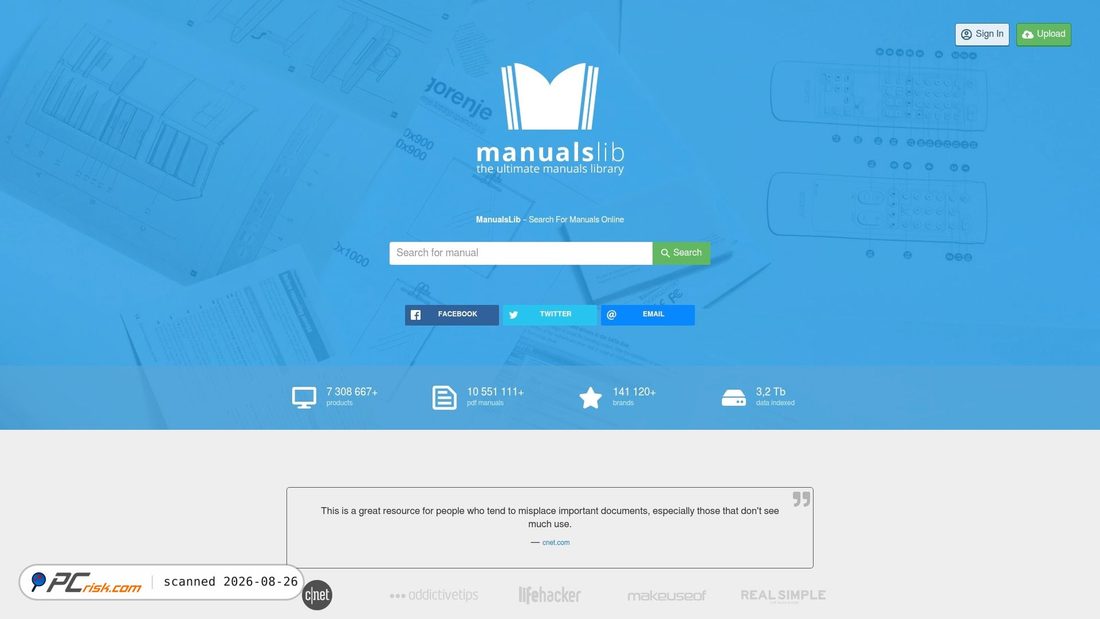 Captura de ecrã de manualslib.com