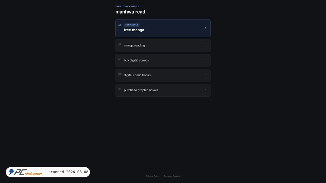 Screenshot of manwharead.com