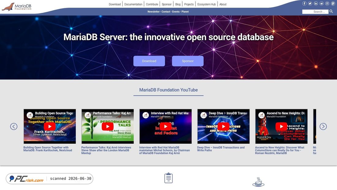 Screenshot of mariadb.org
