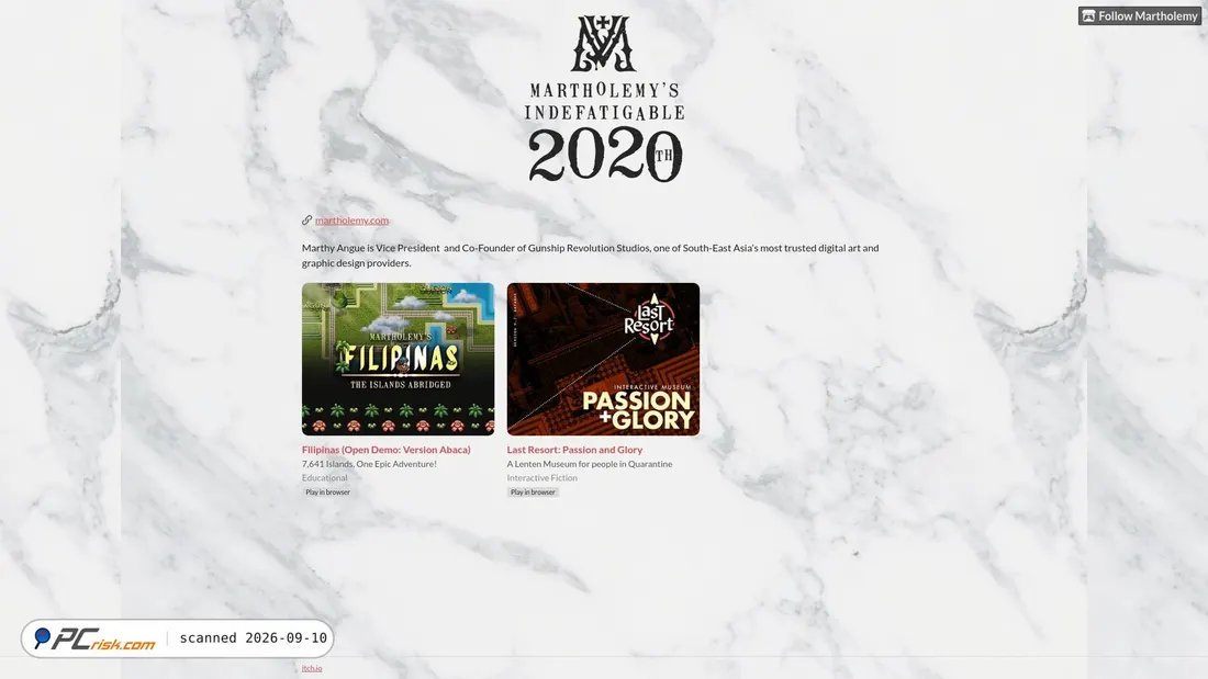 Captura de pantalla de martholemy.itch.io