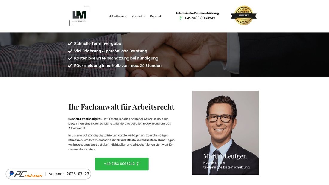 Screenshot of martinleufgen-arbeitsrecht.ihrekanzlei.eu