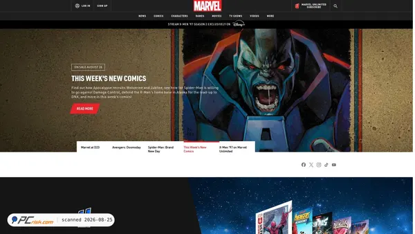 marvel.com screenshot