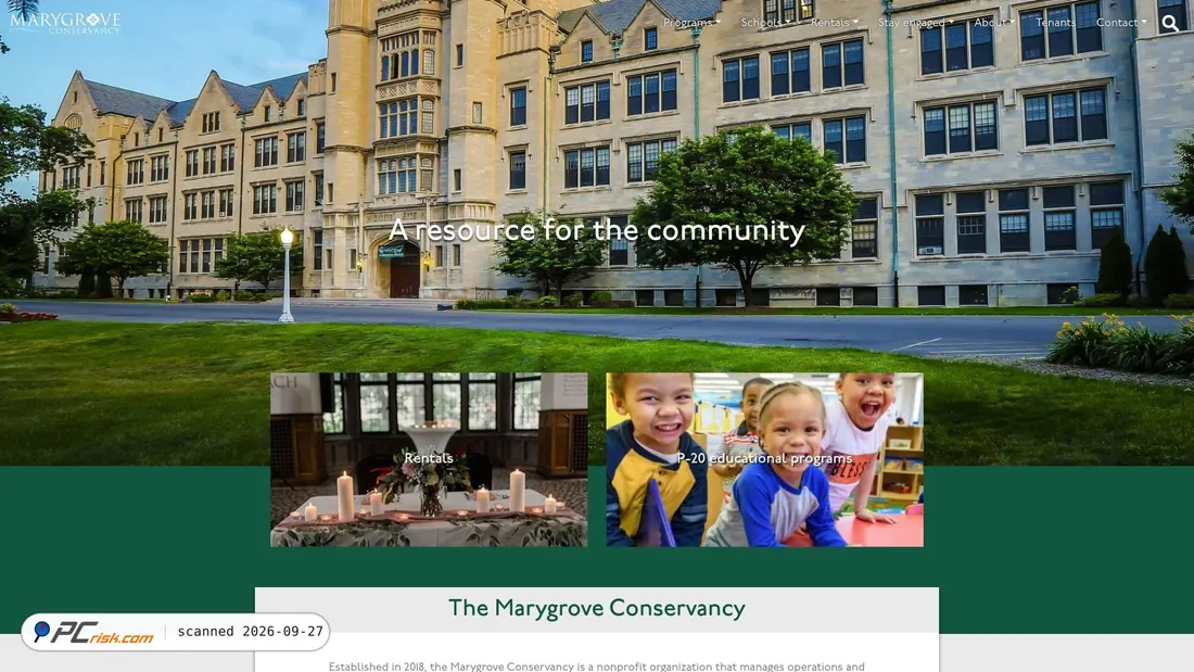 Screenshot of marygroveconservancy.org