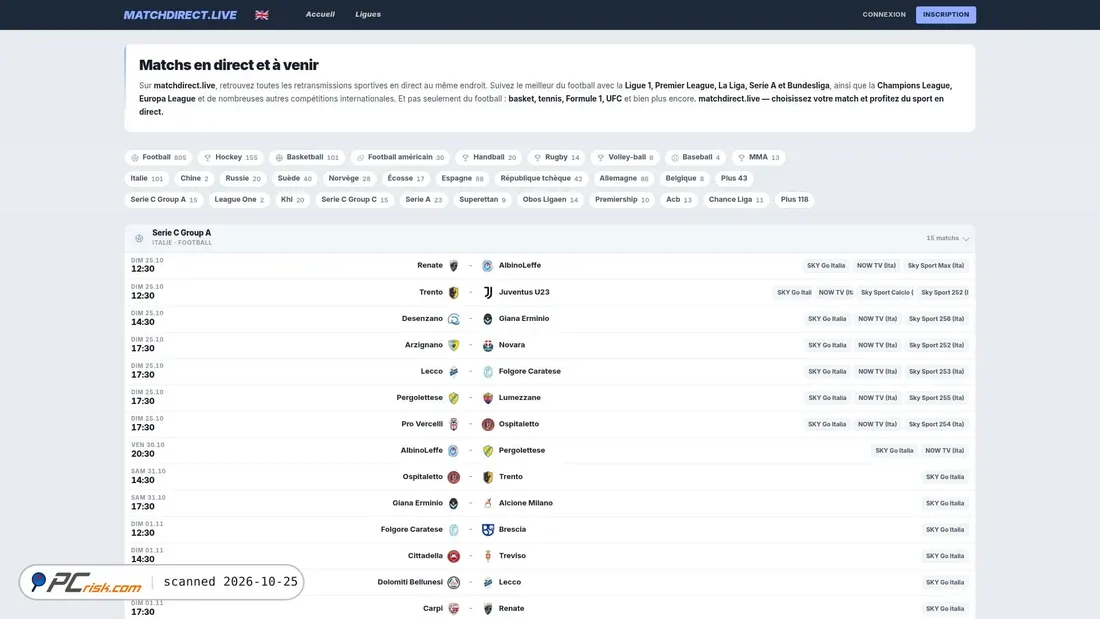 Screenshot von matchdirect.live