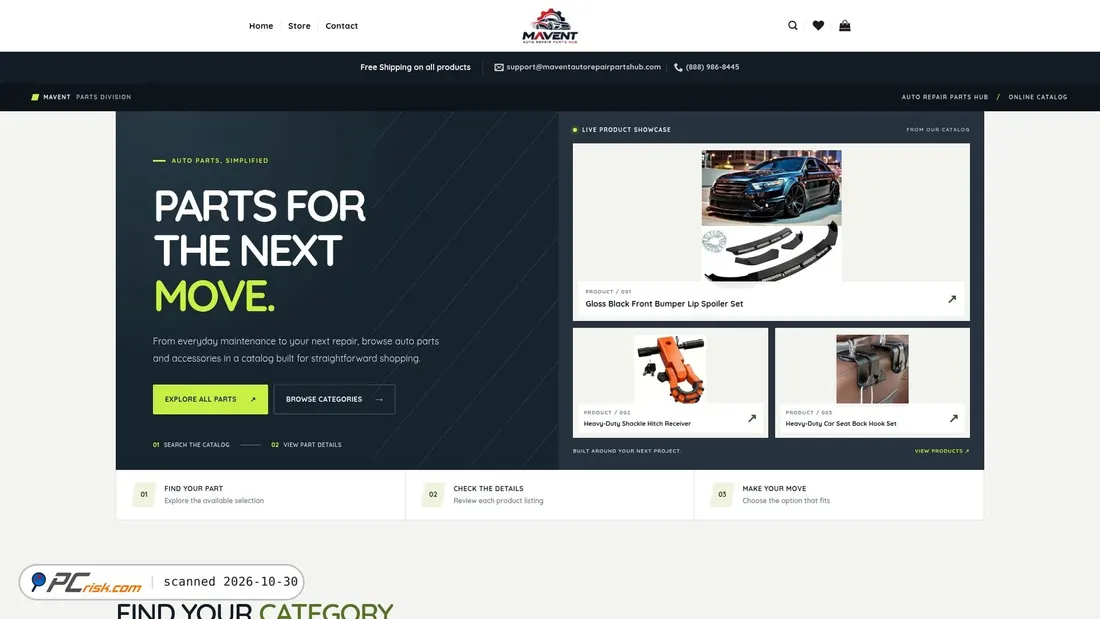 Screenshot von maventautorepairpartshub.com