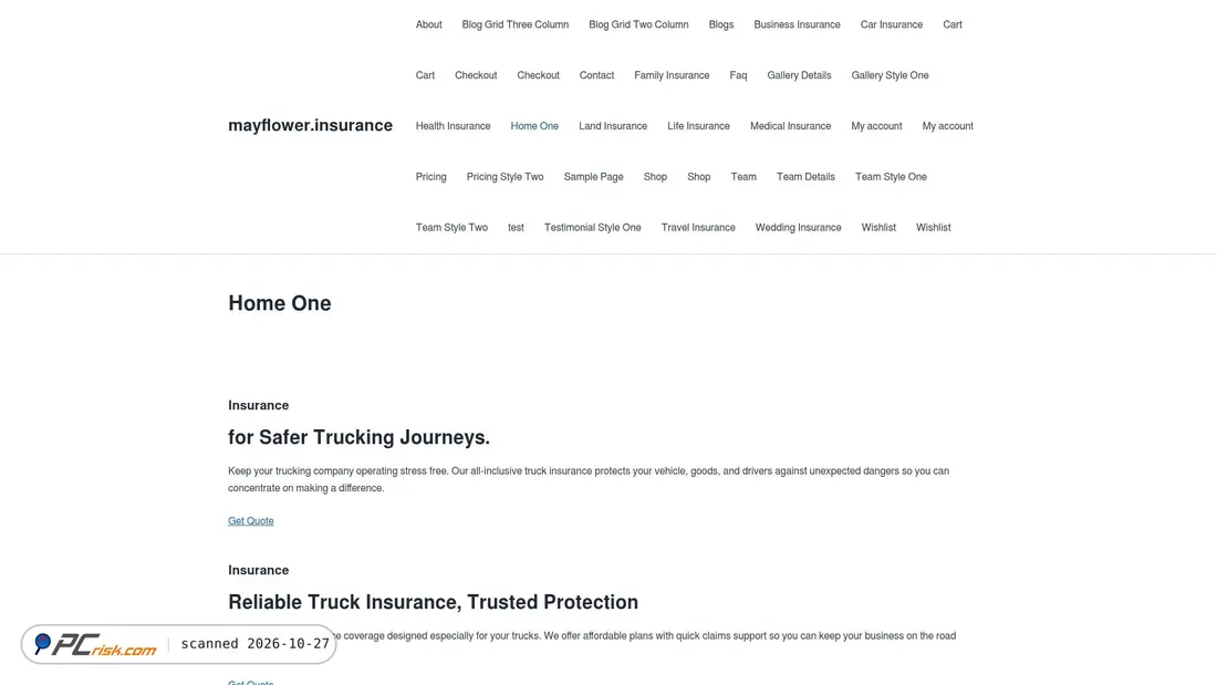 Screenshot von mayflower.insurance