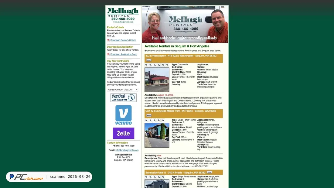 Captura de pantalla de mchughrents.com