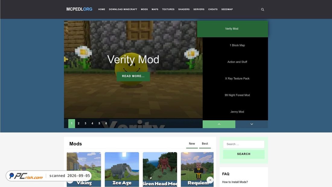 Screenshot von mcpedl.org