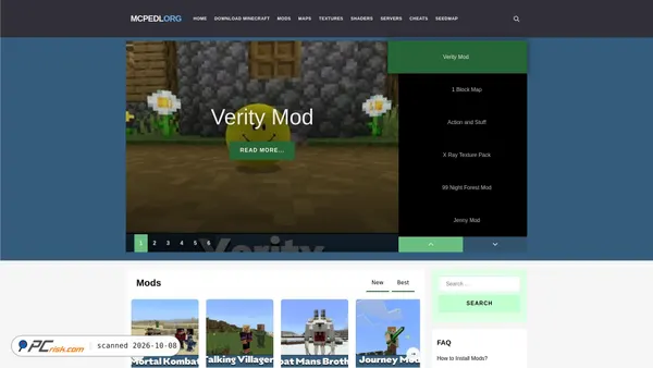 Screenshot van mcpedl.org