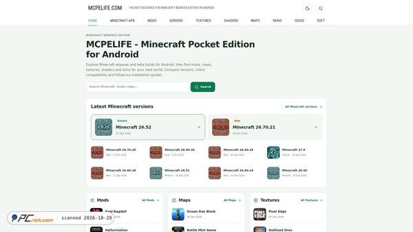 mcpelife.com Screenshot