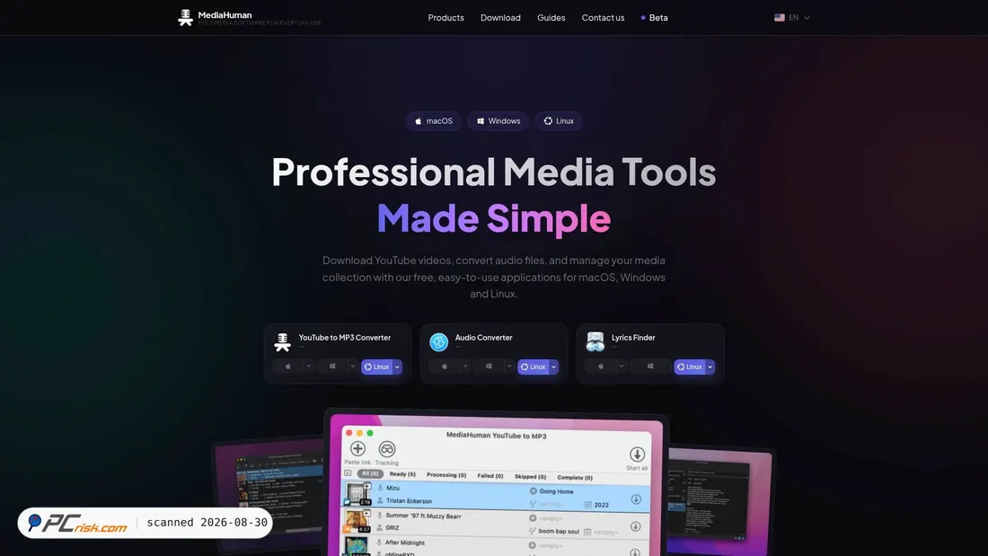 Screenshot von mediahuman.com