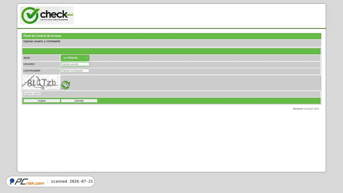 Screenshot of mediweb.checksalud.com