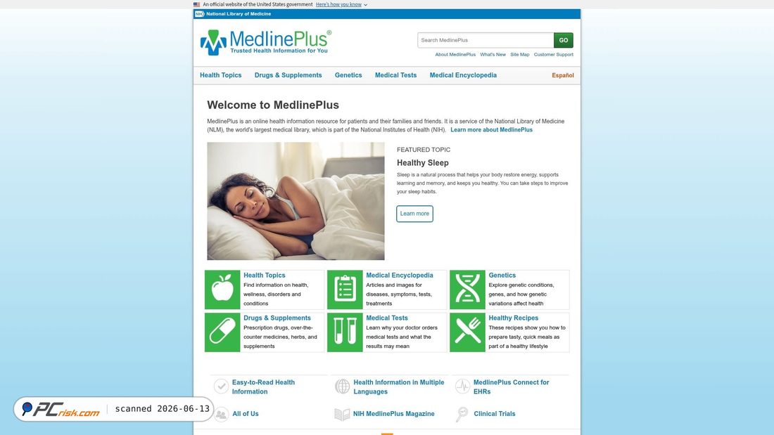 Screenshot of medlineplus.gov