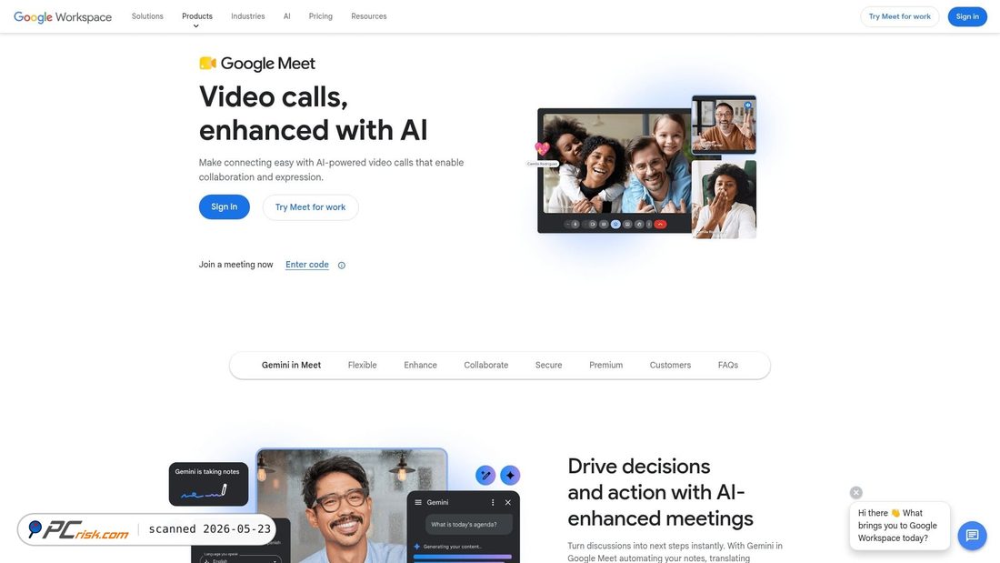 Screenshot von meet.google.com