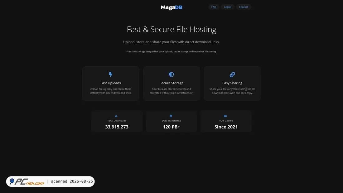 Screenshot of megadb.net