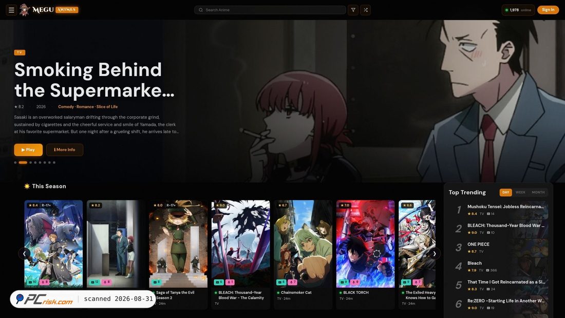 Screenshot von meguanime.com