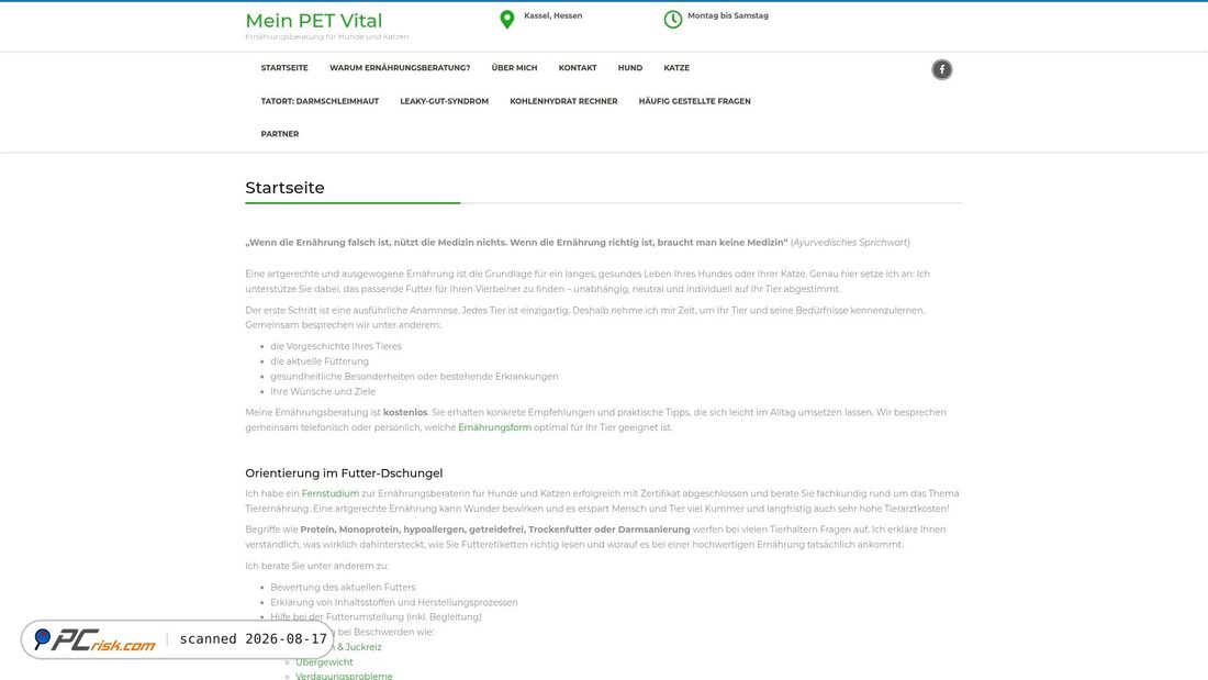 Screenshot of meinpetvital.de