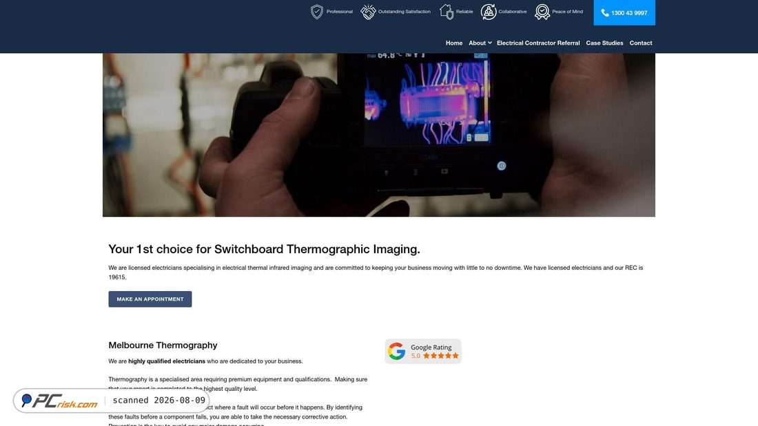 Screenshot of melbournethermography.com.au