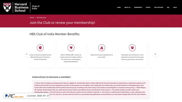 membership.hbsclubindia.com screenshot