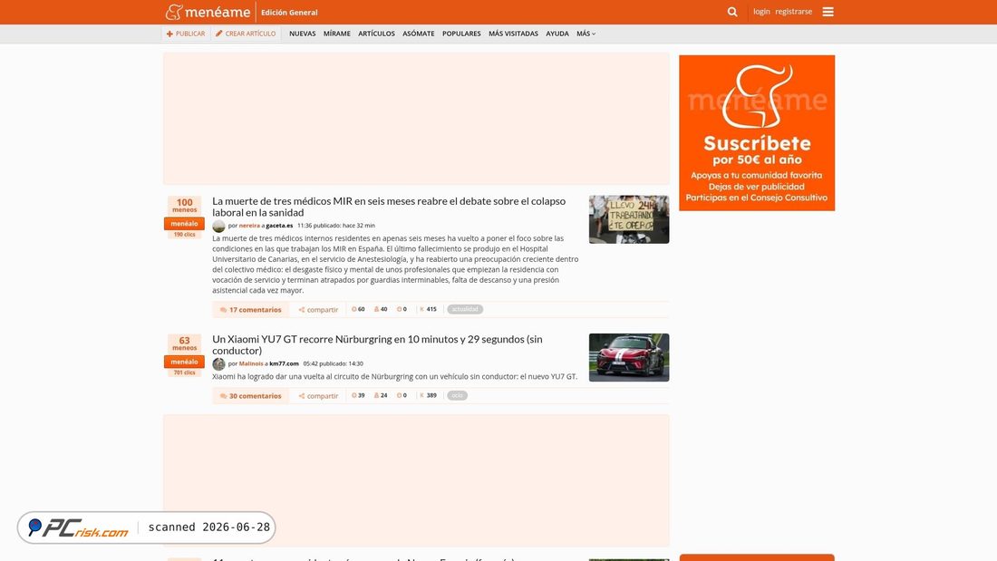 Screenshot of meneame.net