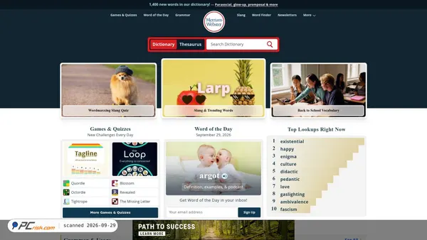 Screenshot van merriam-webster.com