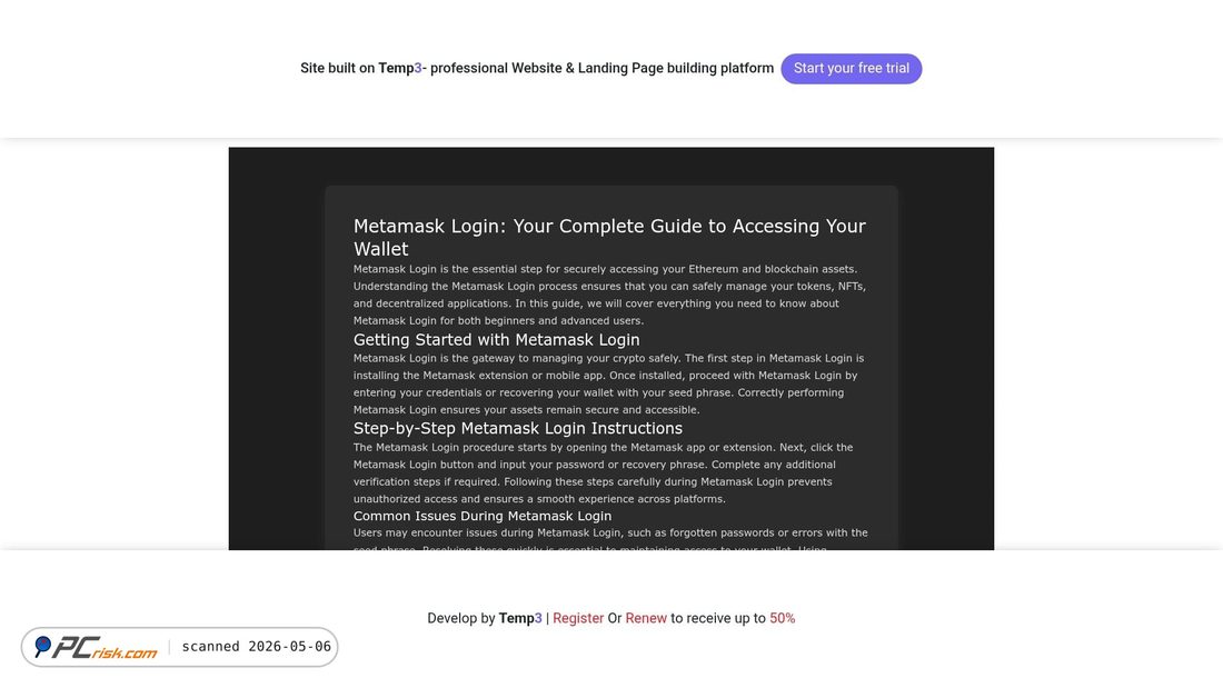 Screenshot von meta-auth-io.tem3.io