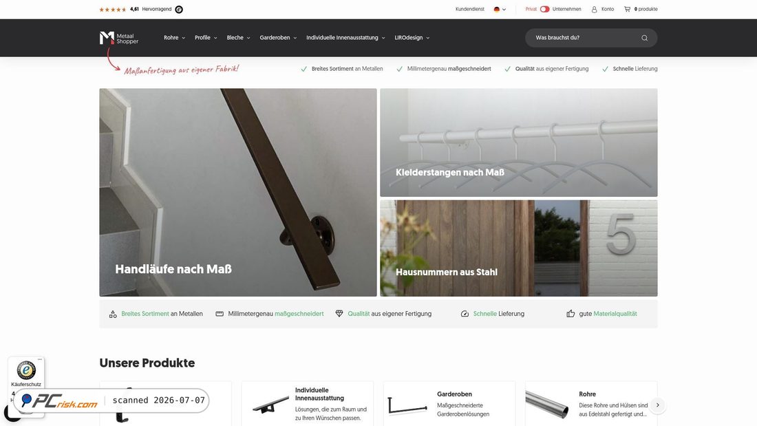 Screenshot of metallshopper.de