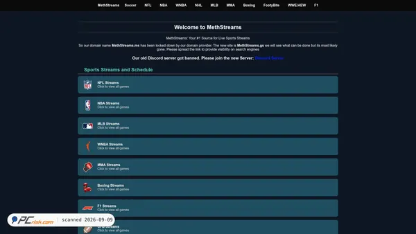 methstreams.gs Screenshot
