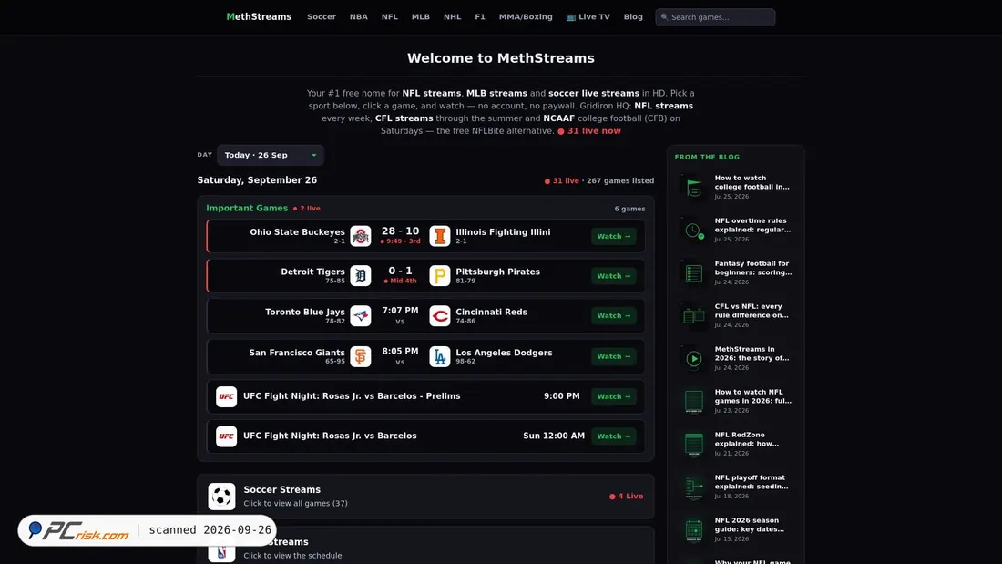 Screenshot of methstreams.st