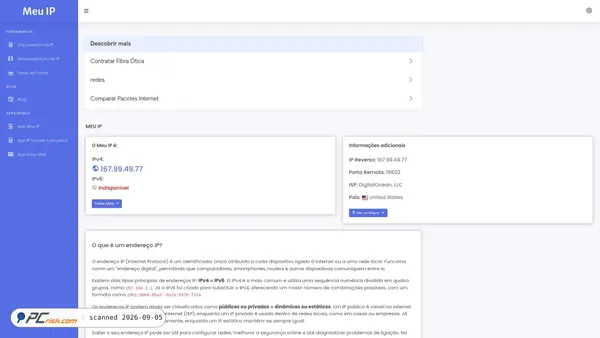 Screenshot di meu-ip.pt