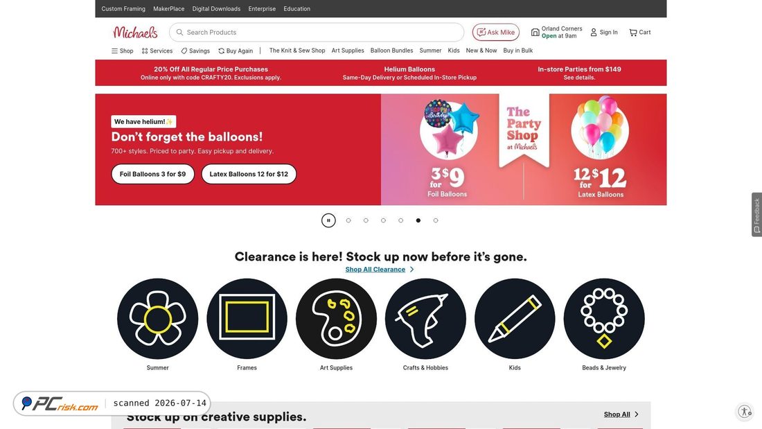 Screenshot of michaels.com