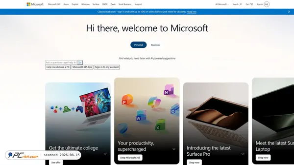 microsoft.com screenshot