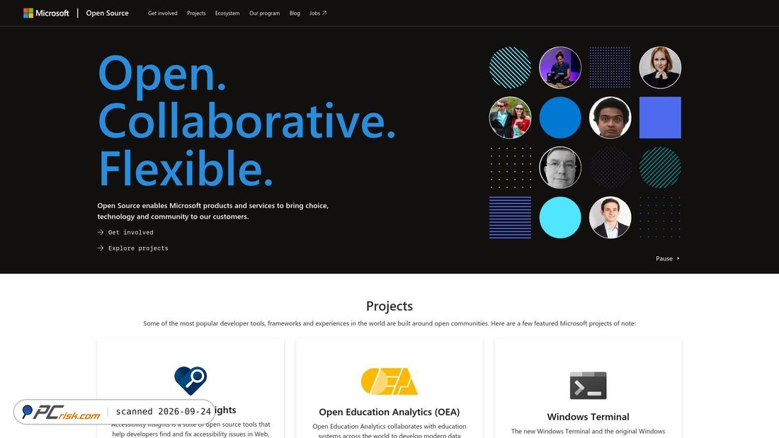 Captura de ecrã de microsoft.github.io