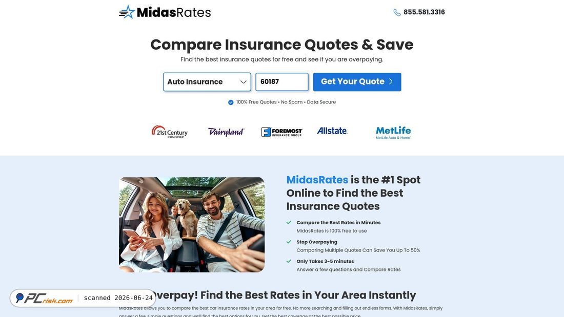 Screenshot von midasrates.com