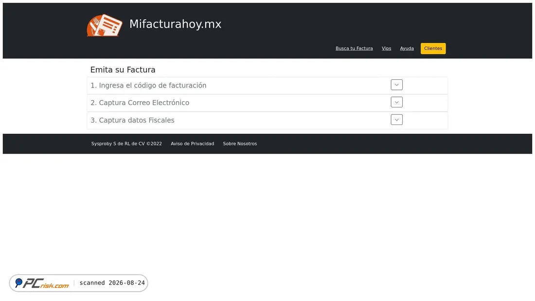 Screenshot of mifacturahoy.mx