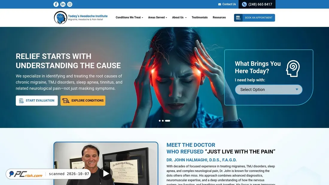 Screenshot of migraineheadachepain.com