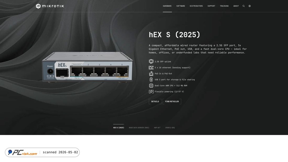 Screenshot von mikrotik.com