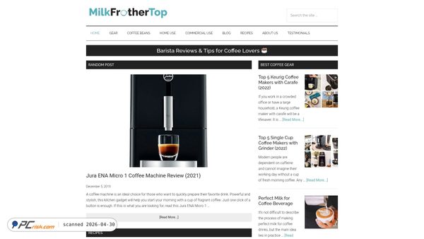 Screenshot di milkfrothertop.com