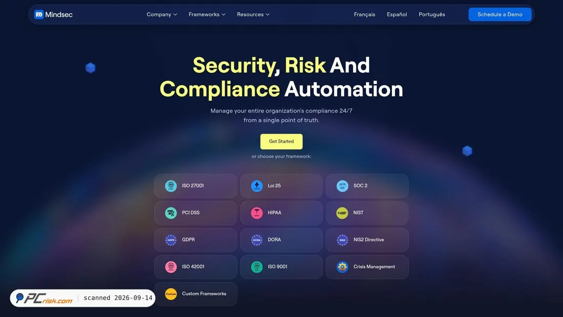 Captura de pantalla de mindsec.io