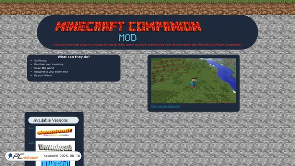 minecraftcompanionmod.netlify.app screenshot