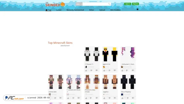 Captura de minecraftskins.com