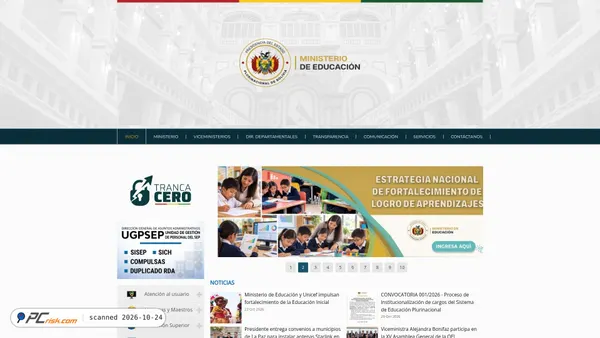 Screenshot di minedu.gob.bo