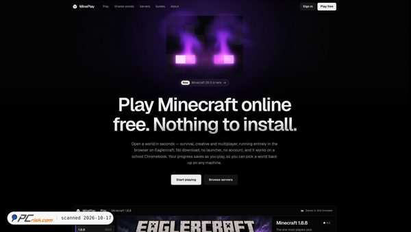 Screenshot di mineplay.io