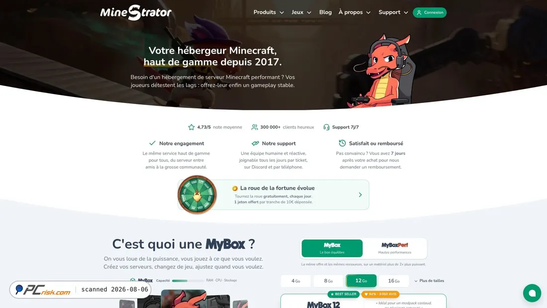 Screenshot of minestrator.com