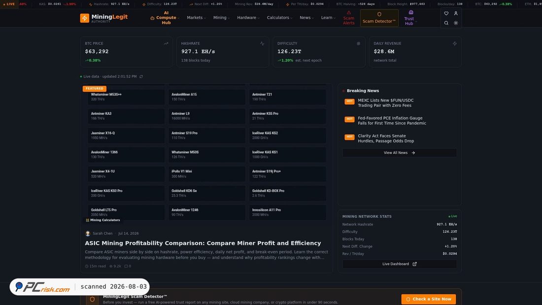Screenshot of mininglegit.com