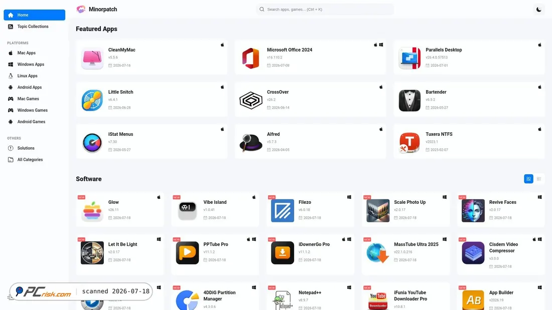 Screenshot of minorpatch.com