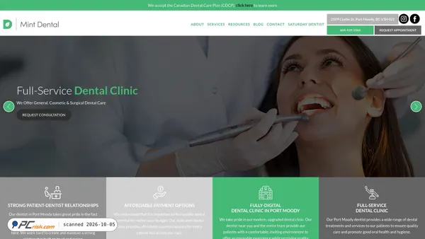 mintdental.ca screenshot
