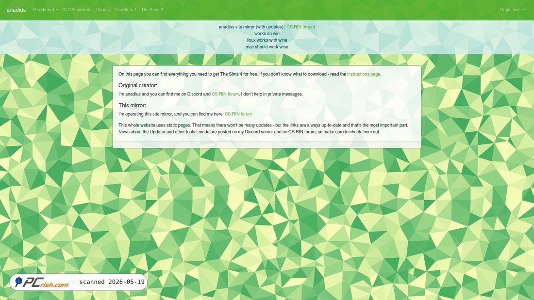 Screenshot of mirror.anadius.cc