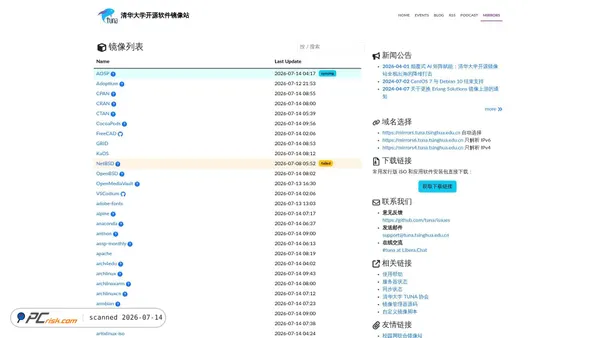 mirrors.tuna.tsinghua.edu.cn screenshot