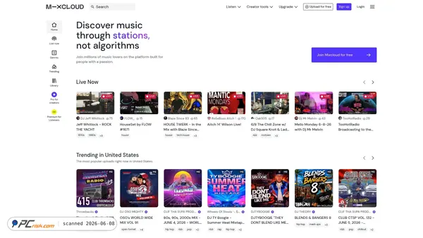 mixcloud.com screenshot